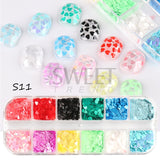 12 Grids Opal Dream Crystal Sequins Nail Flake Galaxy Iridescent Aurora 3D Paillette for Winter Autumn Manicure Decoration