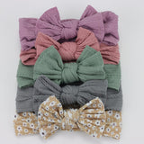 5 Cable Knit Bow Baby Headbands Elastic Nylon Baby Girl Head bby