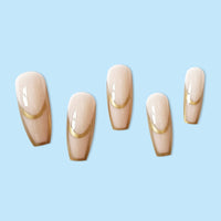 Gold French Nude Nails Tips Press on