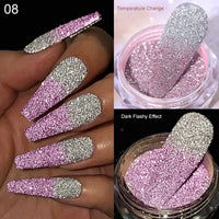 1Box Silver Reflective Nail Powder Color-Change Reflection Glitter Shinning Crystal Rhinestone Powder UV Gel Polish Chrome Dust