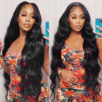 HD Transparent Lace Front Human Hair Wigs  Pre plucked 13x6 180% Brazilian Body Wave Lace Frontal Wigs With Baby Hair
