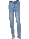 Cut Out Tight Zipper Pencil Jeans Denim Streetwear pants