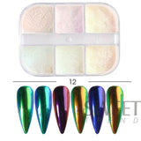 6 Grids Sparkly Reflection Glitter Powder For Nail Reflective Crystal Diamond Effect Sequin Gel Polish Pigment