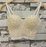 Plus Size avail Hand-made Pearls Jewel Diamond beading Bra