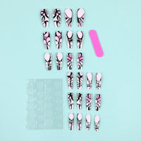 3D fake nails press on faux ongles long french coffin capsule tips DIY manicure decoration spider web design false nail kit