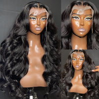 Body Wave Transparent Lace Front Human Hair Wigs Brazilian Water Wavy Lace Frontal Wig PrePlucked 4x4 Lace Closure Wig