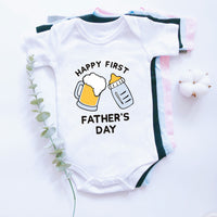 Happy 1st Father Day Daddy Print Newborn Baby onesie bby