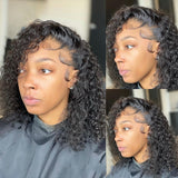 Jerry Curly Short Bob Wigs Human Hair Wigs 4x4 Lace Closure Wig Pre Plucked Wigs Transparent 5x1 T Part Lace Wig