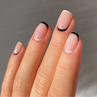 24pcs artificial nails pink french press on nails Sticker Fake Nails Tips With Glue Full Cover Detachable Finished Fingernails