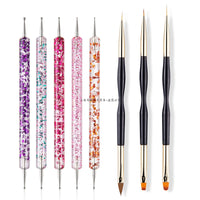 Multiple nail art nail brush Design Tip Drawing Carving Dotting Nail Pen Builder Flat Liner Acrylic Gel Polish Manicure