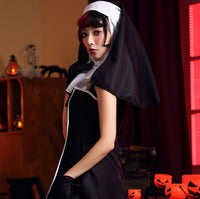 Women Black Nun Cosplay Female Halloween Costume