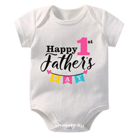 Happy 1st Father Day Daddy Print Newborn Baby onesie bby
