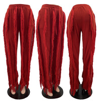 Sexy Tassel Fringe Long Pants Women High Waist Drawstring Trousers - Divine Diva Beauty