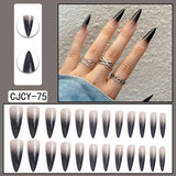 Extra Long Pointed French Wearable Armor White Rose Diamond Slim False Nails Tips Fake Nails Press On Nails Manicure