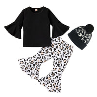 Baby Girl Clothes Tops Leopard Print Bell-bottomed Pnts bby