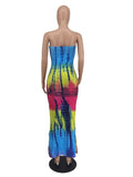 Tie Dye Tube Bodycon Maxi Dress