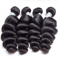 Loose Wave Human Hair Bundles 1/3/4PCS Deep Loose Brazilian Hair Weave Bundles Natural Black Remy Hair Extensions