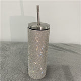 Shining Diamond Thermos Bottles Stainless Steel Tumblers with Straw Portable Water Bottle