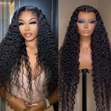 Transparent Deep Wave Frontal Wig 13X4 Deep Curly Lace Front Human Hair Wigs Cranberry 4X4 Deep Wave Closure Wig Pre Plucked