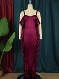 Elegant Women Party Even Dresses Sexy Sparkly Satin Stretch Strap Maxi Long Dress Willon Green Burgundy Curvy Formal Event Gowns