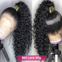360 Lace Frontal Wig Human Hair Wigs 36 Inch Brazilian Deep Wave Frontal Wigs Loose Water Wave Transparent Preplucked