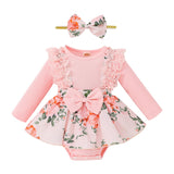 Infant Girl 2Pcs Outfit Pleated Fly Sleeves Cartoon Print bby