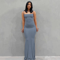 Satin Slip Sleeveless Backless Maxi Dress - Divine Diva Beauty