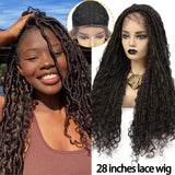 Faux Locs Synthetic Wigs Straight Mix Curly Braids Ombre Brown Colored Crochet Braids Wig For Soft Dreadlock