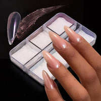 6 Grids Sparkly Reflection Glitter Powder For Nail Reflective Crystal Diamond Effect Sequin Gel Polish Pigment