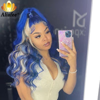 HD 13x6 Lace Frontal Wig Wine Blue Wine highlight 99 With 613 Colored Body Wave Lace Front Wigs PrePlucked 13x4 Lace Front Human Hair Wigs