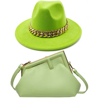 Fedoras Hat Two Hat Oversized Chain Accessory Bag purse