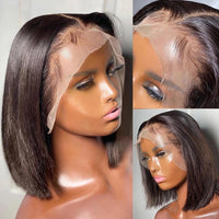 Highlight Bob Wig Human Hair Wigs  Brazilian 13x1 T Part Honey Blonde Ombre Colored Bob Wig Straight Lace Front Wigs