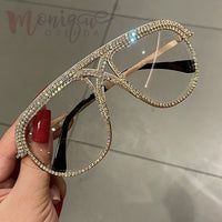 Rhinestone Oversized Sun Glasses