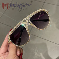 Rhinestone Oversized Sun Glasses
