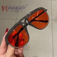 Rhinestone Oversized Sun Glasses