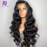 Long Wavy Human Hair Lace Front Wigs Glueless Brazilian Remy 13x6 Fake Scalp Lace Frontal Wig Pre Plucked