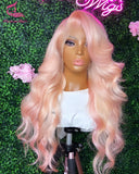 Pink 13x4 Lace Front Wig Body Wave Wigs For Women 613 Colored Lace Front Blonde Human Hair Pre Plucked Bleached Knots Remy Wigs
