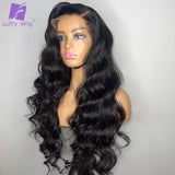 Long Wavy Human Hair Lace Front Wigs Glueless Brazilian Remy 13x6 Fake Scalp Lace Frontal Wig Pre Plucked