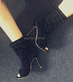 Spikes Gold Rivets Studs Ankle Boots