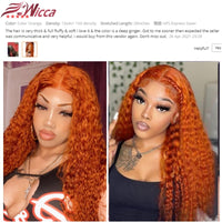 Orange Ginger Colored Curly Human Hair Wigs Lace Front 200 density 13x4 Lace Front Wig Brazilian Remy Hair Pre Plucked - Divine Diva Beauty