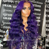 Purple Color 30 Inch Loose Body Wave Transparent Lace Front Wigs Pre Plucked Brazilian Coloed Human Hair Wig 180%