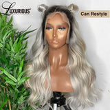 30 Inches Ash Blonde Straight Lace Front Wigs Human Hair Grey White Wig Transparent HD Lace Frontal Wig Brazilian Hair - Divine Diva Beauty