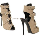 Fashion Army Green Cutouts Combat Ankle Boots