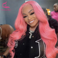 Pink 13x4 HD Transparent Lace Front Wig Body Wave Wigs  613 Colored Full Lace Front Blonde Human Hair Remy Wigs