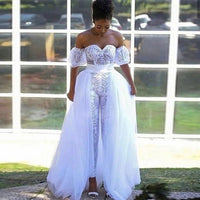 White Tulle bodysuit with Overskirts Long Skirt removeable plus size avail