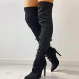 Pointed Toe Zipper  Thigh High Boots