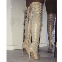 Glitter Bling Women Thigh High Boots
