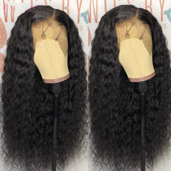 13x4 HD Transparent Lace Front Human Hair Wigs Deep Wave Lace Frontal Wig Pre Plucked Brazilian Non-Remy