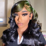13x4 Ombre Green highlight 99J Colored Wig Salon Hair Brazilian Human Hair Bodywave Wig