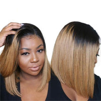 1b 27 Ombre Wigs Honey Blonde Glueless 13x6 Lace Front Short Bob Wigs Straight Peruvian Human Remy Hair Wigs